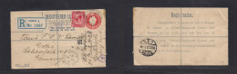 Great Britain - Stationery. 1921 (13 Dec) Grimsby - Germany, Gotha (16 Dec) Registered 2d Red Stat Env + Adtl Cds. Fine. - ...-1840 Prephilately