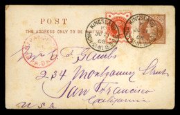 GREAT BRITAIN. 1888. Kingsland To S.Fco./USA. Stat.card + Adtl. VF. - ...-1840 Voorlopers