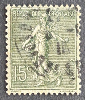 FRA0130U52 - Type Semeuse Lignée - 15 C Grey-green Used Stamp - Type III - 1904 - France YT 130b - 1903-60 Semeuse Lignée