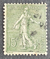 FRA0130U53 - Type Semeuse Lignée - 15 C Grey-green Used Stamp - Type III - 1904 - France YT 130b - 1903-60 Semeuse Lignée