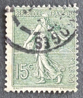 FRA0130U56 - Type Semeuse Lignée - 15 C Grey-green Used Stamp - Type III - 1904 - France YT 130b - 1903-60 Semeuse Lignée