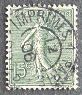 FRA0130U57 - Type Semeuse Lignée - 15 C Grey-green Used Stamp - Type III - 1904 - France YT 130b - 1903-60 Semeuse Lignée