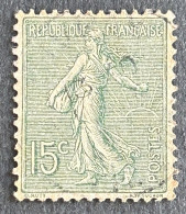 FRA0130U5A - Type Semeuse Lignée - 15 C Grey-green Used Stamp - Type III - 1904 - France YT 130b - 1903-60 Semeuse Lignée