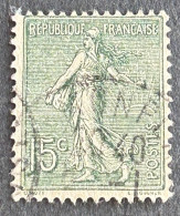 FRA0130U5B - Type Semeuse Lignée - 15 C Grey-green Used Stamp - Type III - 1904 - France YT 130b - 1903-60 Semeuse Lignée