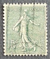 FRA0130U5E - Type Semeuse Lignée - 15 C Grey-green Used Stamp - Type III - 1904 - France YT 130b - 1903-60 Semeuse Lignée