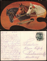 Ansichtskarte  Künstlerkarte: Pferde Auf Malerpalette 1910 - Malerei & Gemälde