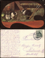 Ansichtskarte  Hasen Im Stall - Malpaletten AK 1910 - Malerei & Gemälde