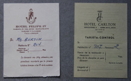 Hôtel Felipe IV à Valladolid Et Hôtel Carlton à Madrid (Espagne), Cartes - Spain