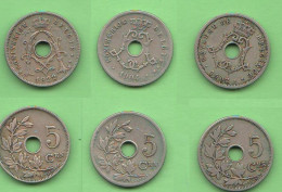 Belgium 5 Centimes 1902 + 1904 + 1922 Belgio Belgique Belgen - 5 Cents