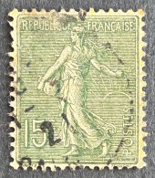 FRA0130U92 - Type Semeuse Lignée - 15 C Olive Used Stamp - Type V - 1917-20 - France YT 130d - 1903-60 Semeuse Lignée