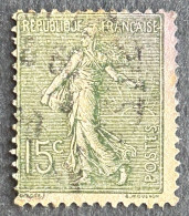 FRA0130U95 - Type Semeuse Lignée - 15 C Olive Used Stamp - Type V - 1917-20 - France YT 130d - 1903-60 Semeuse Lignée