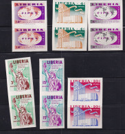 Liberia 1956 Intern Philatelic Exhibition MNH Imperf Horizontal Pairs 15998 - Expositions Philatéliques