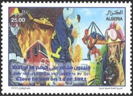 ALGERIE ALGERIA 2024 - 1v - MNH - Firefighters - Pompiers - Feuerwehrleute - Rettung - Rescue Secours - Helicopter - Dog - Firemen