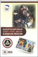 ALGERIE ALGERIA 2024 - Leaflet - Firefighters - Pompiers - Feuerwehrleute - Rettung - Rescue Secours - Helicopter - Dog - Firemen
