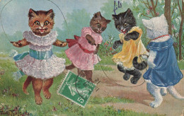 Chats Humanisés * CPA Illustrateur Arthur THIELE Thiele * Série 1010 * La Corde à Sauter * Jeu Jeux Enfants - Katzen