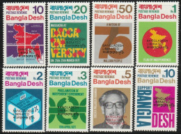 BANGLADESH 1971  -  LIBERATION. FIRST ISSUE OVERPRINTED "BANGLADESH LIBERATED"    8v - Bangladesh