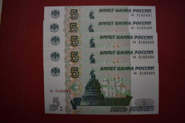 Banknotes Russia Soviet Union 5 Roubles 1997 Lot Of 10  	P# 267 - Rusia