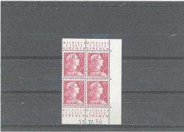 BANDE PUB -N°1011 -TYPE MULLER -15f ROSE  BLOC DE 4 N**PUB -LINCOLN  -DATÉ 11-12-56 -MAURY 282b - Unused Stamps