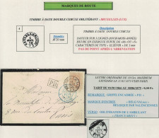 TP 33 S/Feuille Explicative Obl. Bruxelles (Lux) 4/11/73 C.PD + Marque D'entrée Verso C. Ambulant France Midi 1 > Paris - 1869-1883 Léopold II