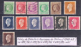 France Types Cérès De Mazelin + Marianne De Dulac (1945-47) Y/T N° 675/76 + 679/81 + 683/86 + 689/92 Oblitérés - 1945-47 Ceres Of Mazelin