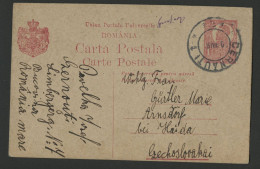 01295*RUMÄNIEN*ROMANIA*CARTA POSTALA*POSTAL STATIONARY*CERNAUTI TO CZECHIA*1922 - Storia Postale