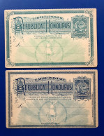 REPÚBLICA DE HONDURAS, 2 TARJETAS ENTERO POSTAL, 2 Y 3 CENTAVOS - Honduras