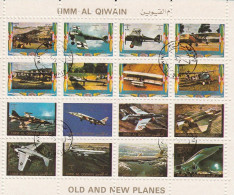 Umm Al Qiwain Feuillet De 16 Timbres Petits Format Et 5 Timbres Les Avions - Umm Al-Qiwain