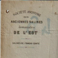 1875 ENTETE ANCIENNES SALINE DOMANIALES De L’Est Franche Comté Montsorot COMPTE DE SACHERIE >Etoile (Drome) B.E.V.HIST. - 1800 – 1899