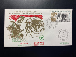 Enveloppe 1er Jour "Faune - Le Mouton De Kerguelen" - 01/01/1989 - 141 - TAAF - Iles Kerguelen - Animaux - FDC
