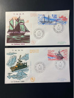 Enveloppes 1er Jour "Navire La Curieuse" - 01/01/1989 - PA105/106 - TAAF - Iles Kerguelen - Bateaux - FDC