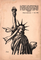 Statue De La Liberté Aux Yeux Bandés, Illustration Signée J.A. - Carte Pétition à Maximilien Moss, New-York 1950 - Ohne Zuordnung