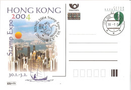 CDV A 99 Czech Republic Hong Kong Stamp Exhibition 2004 Monkey Cancel - Cartoline Postali