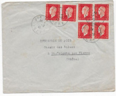 Lettre De VIENNE ISERE Mars 1945 Timbres 50c X 6 MARIANNE DE DULAC - 1944-45 Marianne De Dulac