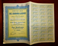 Gaz,Goudrons & Derives,Compagnie Belge,  Brussels Belgium 1935 Share Certificate - Industrial