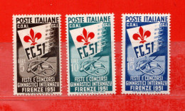 (Rizr) Italia **-1951 - CONCORSI GINNICI Di FIRENZE.  Unif. 661-663. MNH**. - 1946-60: Mint/hinged