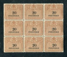 "DEUTSCHLAND" Stempelmarke 20 Pfennige 9er-Block ** (B0094) - Sammlungen