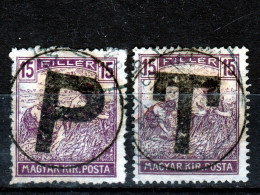 Hungary 1918 ⁕ Porto / Postage Due SPECIAL ISSUES  Assistant "P" & "T" Overprint Stamp ⁕ 2v Used - Usati