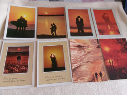 LOT DE 13 CARTES .."BEAUX COUPLES AU COUCHER DU SOLEIL"...ROMANTISME - 5 - 99 Cartes