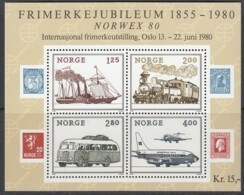 NORWEGEN  Block 3, Postfrisch **,  Briefmarkenausstellung NORWEX ’80, Oslo - 125 Jahre Norwegische Briefmarken 1980 - Hojas Bloque