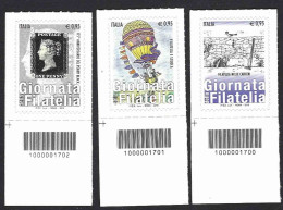 Italia 2015; Giornata Della Filatelia: Penny Black, Scuola , Carceri; Serie Completa A Barre. - Bar-code