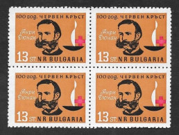 SE)1964 BULGARIA, CENTENARY OF THE RED CROSS, HENRI DUNANT, FOUNDED OF THE RED CROSS, B/4 MNH - Gebraucht