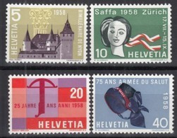 SCHWEIZ  653-656,  Postfrisch **, Jahresereignisse 1958 - Ongebruikt