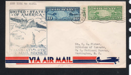 USA - 1939 - FAM 18 NEW YORK TO HORTA  WITH BACKSTAMP - 1c. 1918-1940 Lettres