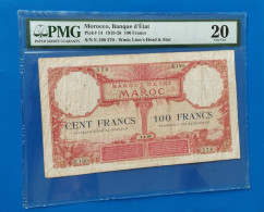 MAROC MOROCCO MARRUECOS MAROKKO BANQUE D'ETAT 100 FRANC 1926 RARE - Maroc