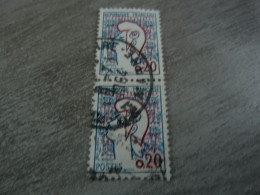 Marianne De Cocteau - 20c. - Yt 1282 - Bleu Et Rouge - Double Oblitérés - Année 1961 - - 1961 Marianne (Cocteau)