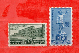 (Rizr) Italia **-1950 - UNESCO.  Unif. 618-619. MNH**. - 1946-60: Mint/hinged