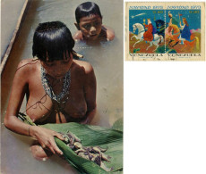 VENEZUELA AMAZONAS India Yanoama Pescando En El Alto Orinoco Seins Nus Topless Nice Stamps  - Venezuela