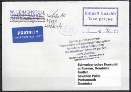 Corona Covid 19 Postal Service Interruption "Zurück An Den Absender... " Reply Coupon Paid Cover To DOMINICA - Disease