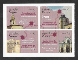 SE)2021 SPAIN, CHURCHES, INTERIOR PATH OF THE BASQUE COUNTRY AND LA RIOJA, B/4 OF STICKER, MNH - Oblitérés