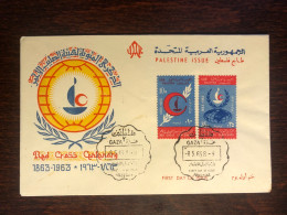 EGYPT UAR PALESTINE GAZA FDC COVER 1963 YEAR  RED CROSS HEALTH MEDICINE STAMPS - Storia Postale